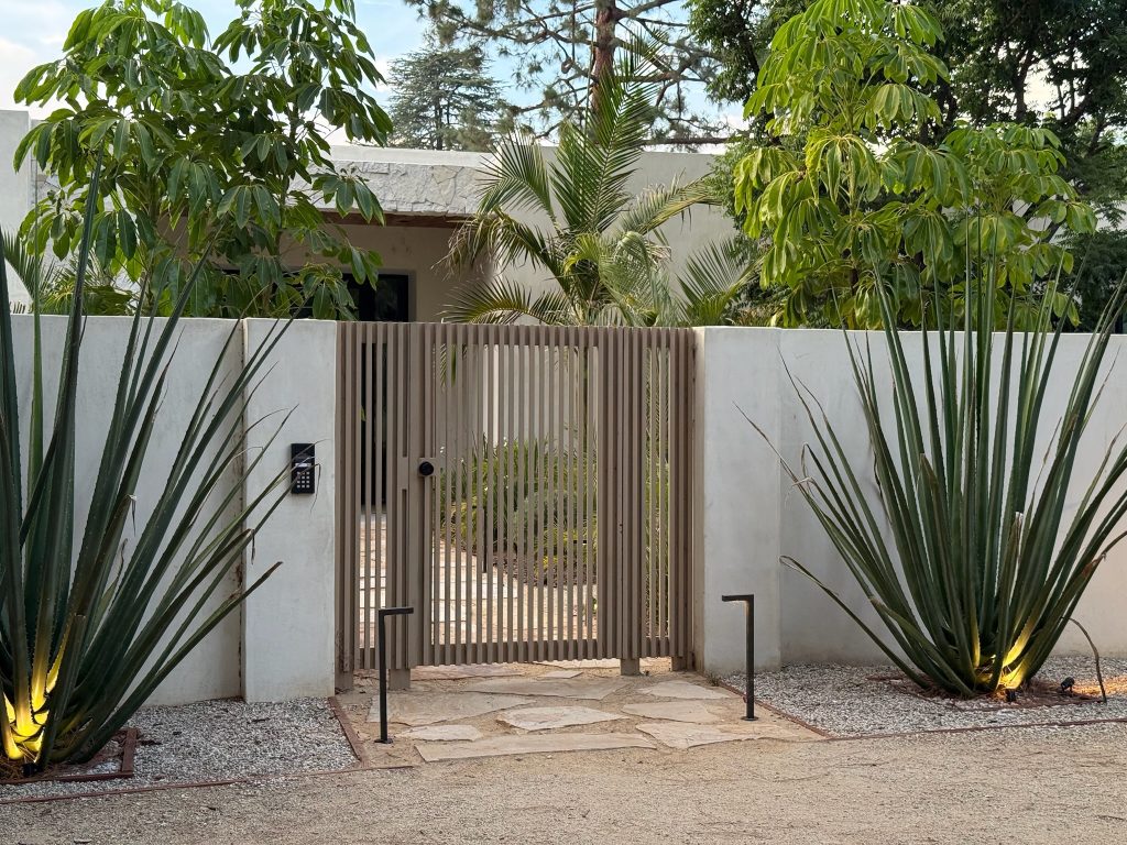 Beige pedestrian gate installed in Los Angeles