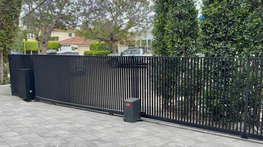 Modern horizontal slat fence