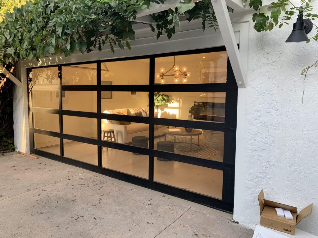 Modern slat garage door installed on a Los Angeles home