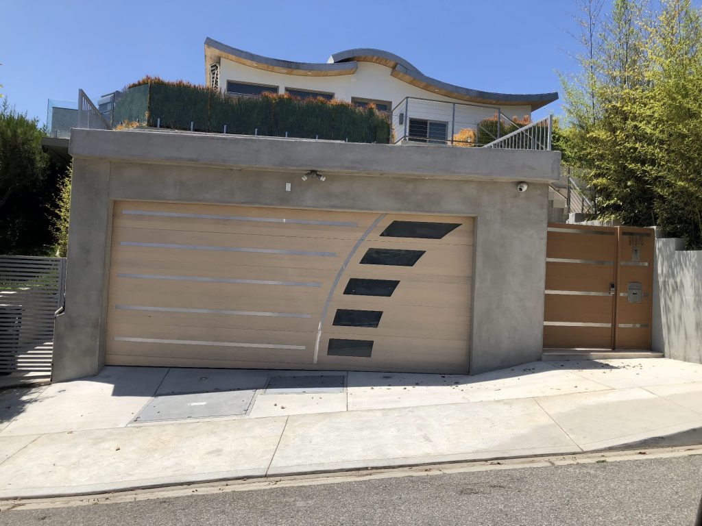 Carriage style garage door on a Los Angeles home