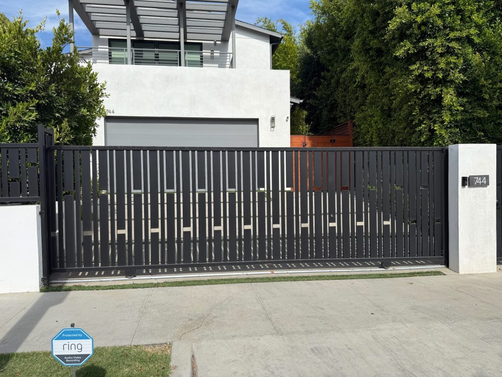 Modern sliding driveway gate installed in Los Angeles