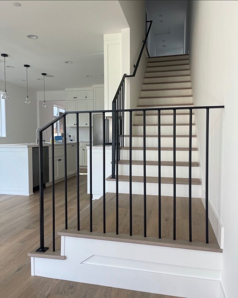 Custom steel stair railing installed in Los Angeles