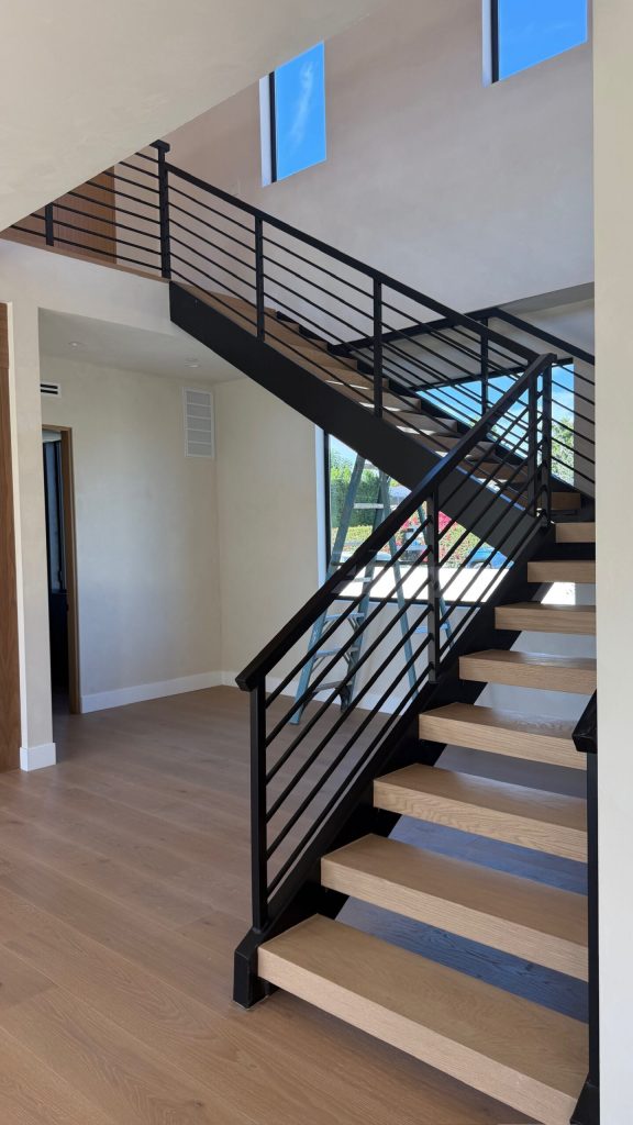 Modern steel stair railing fabricated by AW