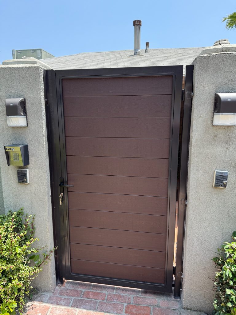 Composite pedestrian gate and side panel